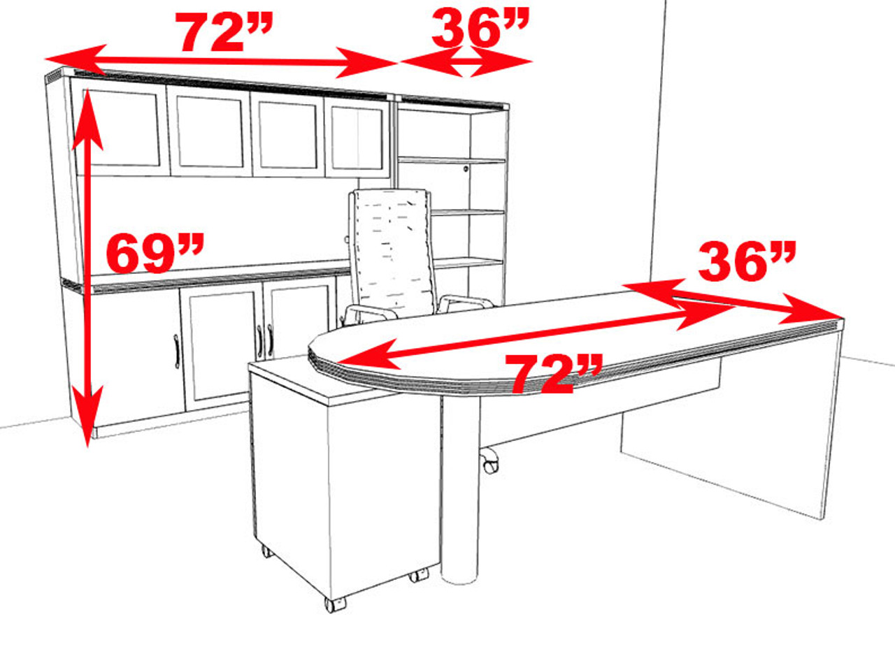 5pc Modern Contemporary Executive Office Desk Set, #RO-ABD-D35