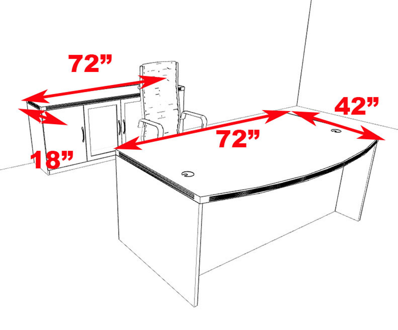 3pc Modern Contemporary Executive Office Desk Set, #RO-ABD-D9