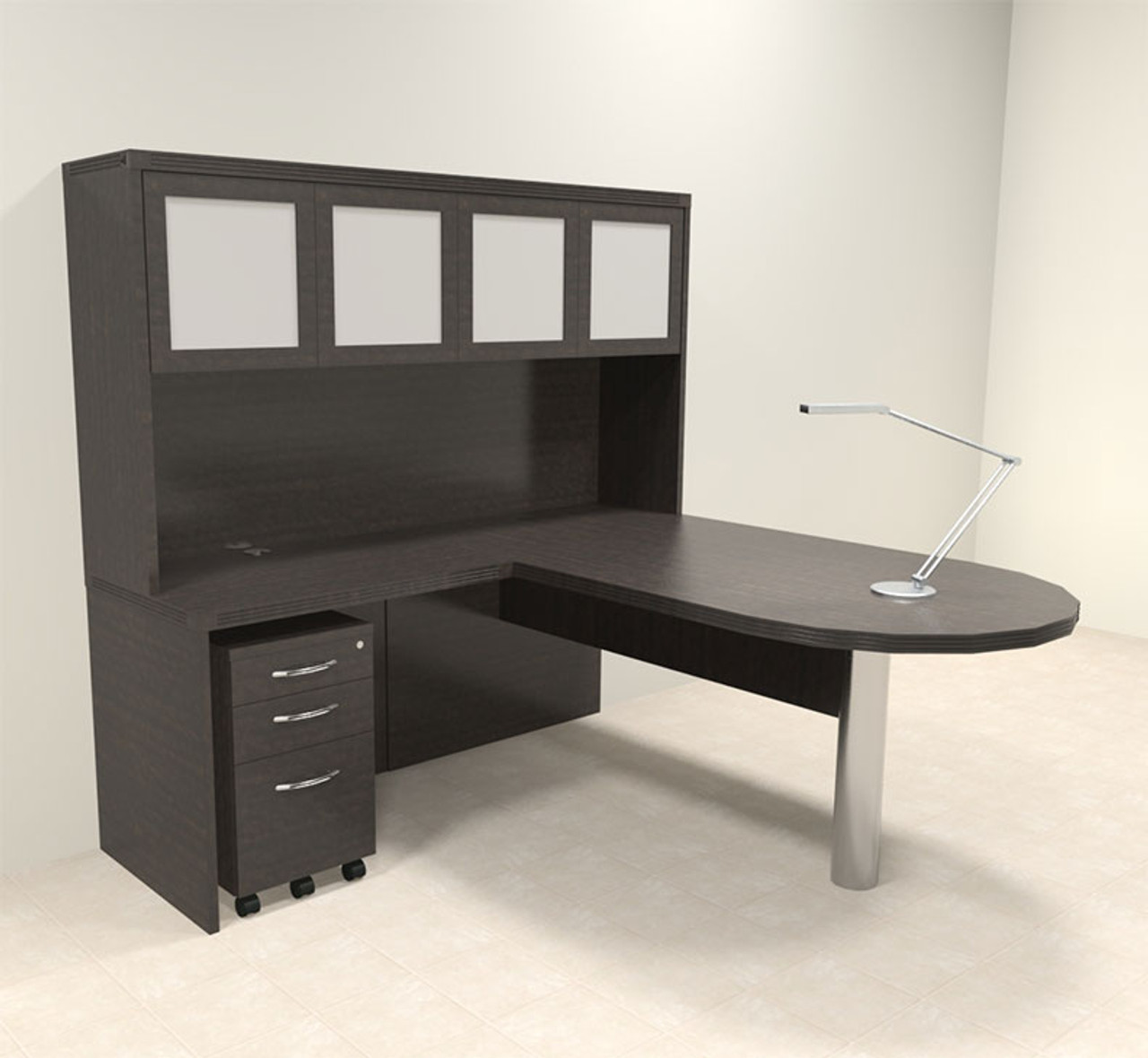 4pc Modern Contemporary L Shaped Executive Office Desk Set, #RO-ABD-L12