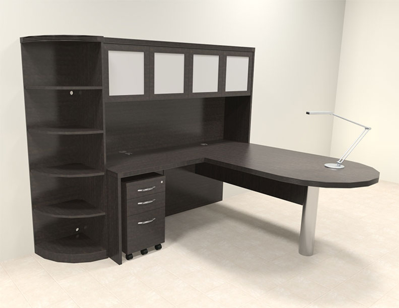 5pc Modern Contemporary L Shaped Executive Office Desk Set, #RO-ABD-L21