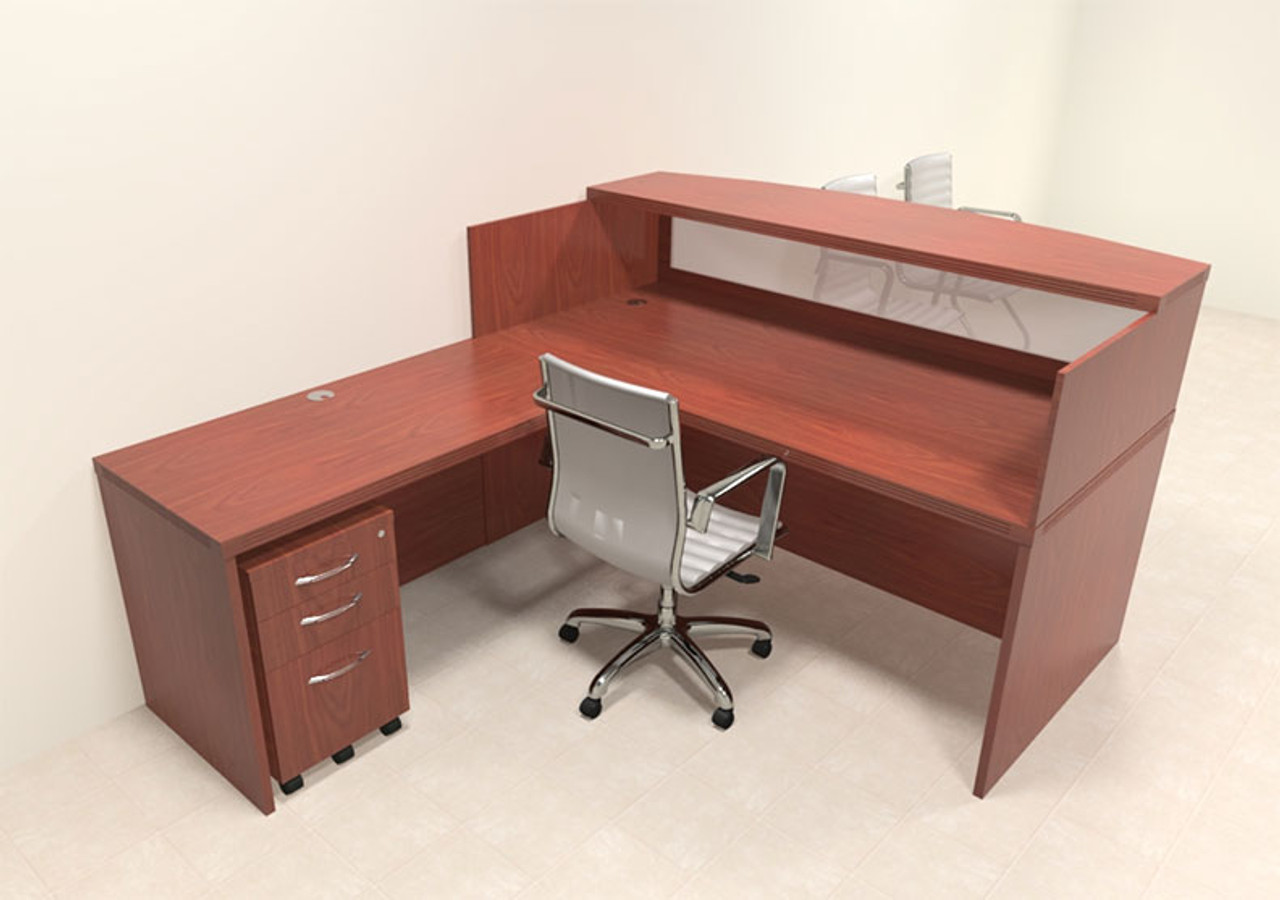 3pc Modern Contemporary L Shaped Glass Reception Desk Set, #RO-ABD-R5
