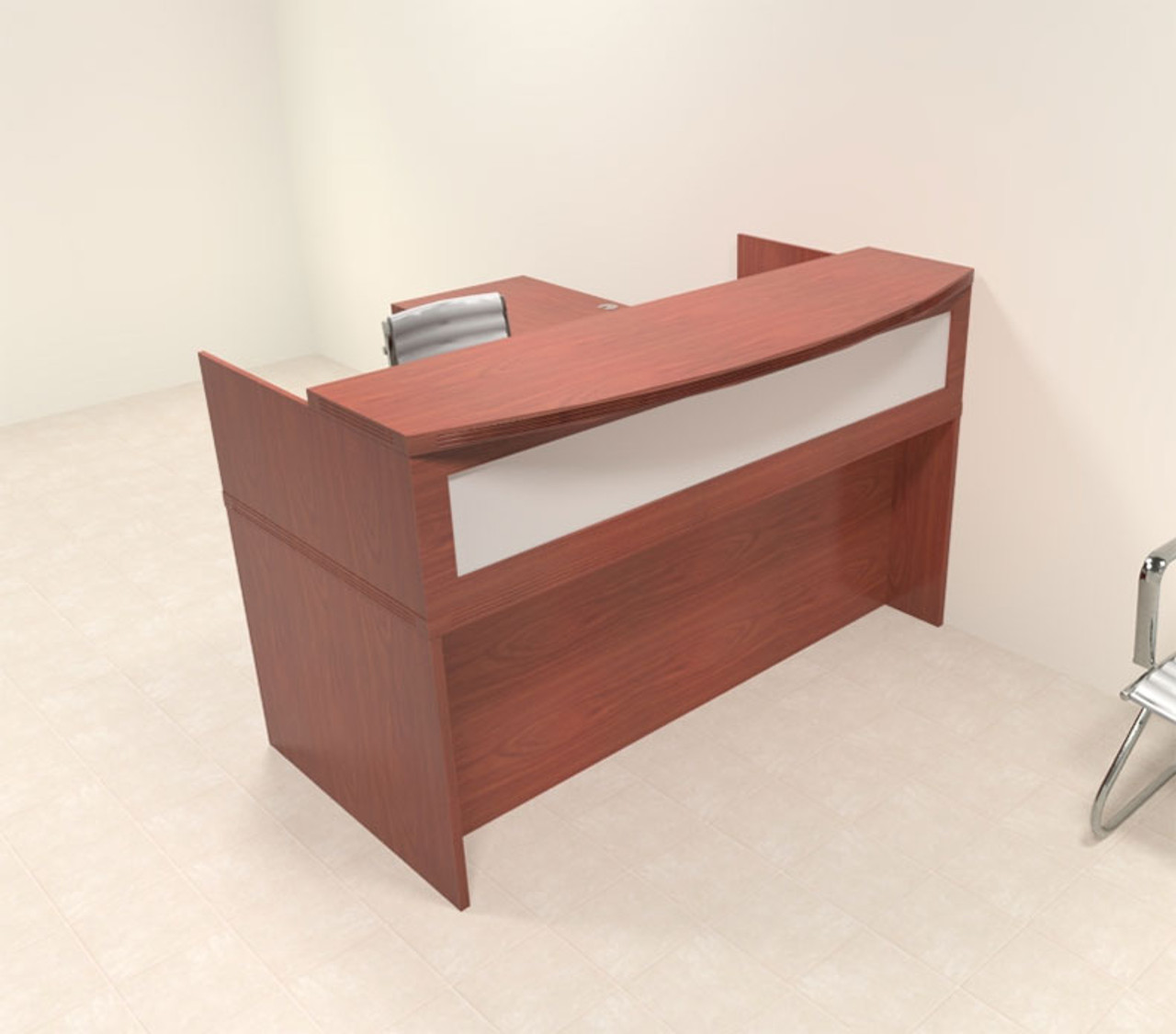 3pc Modern Contemporary L Shaped Glass Reception Desk Set, #RO-ABD-R5