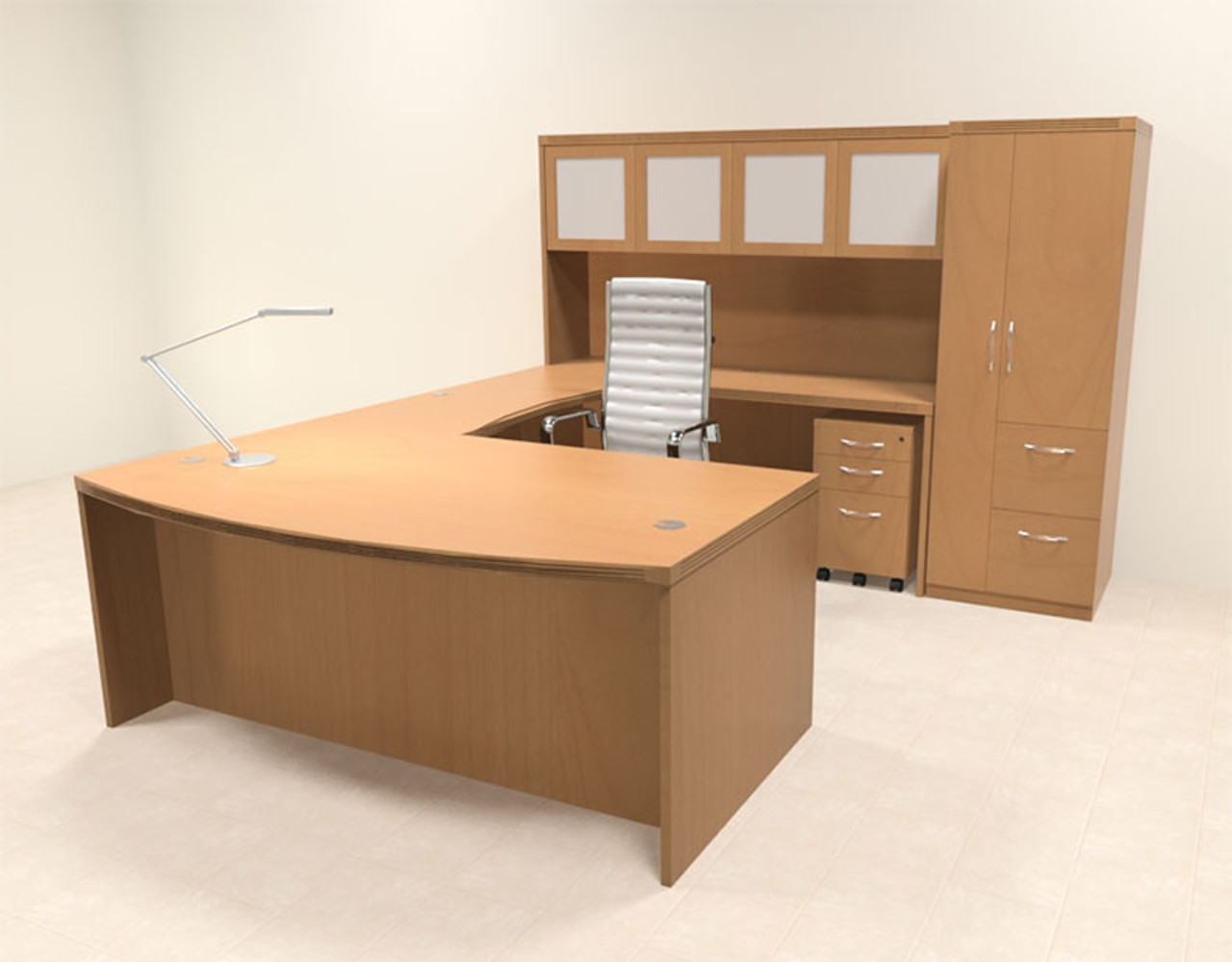 6pc Modern Contemporary U Shaped Executive Office Desk Set, #RO-ABD-U10
