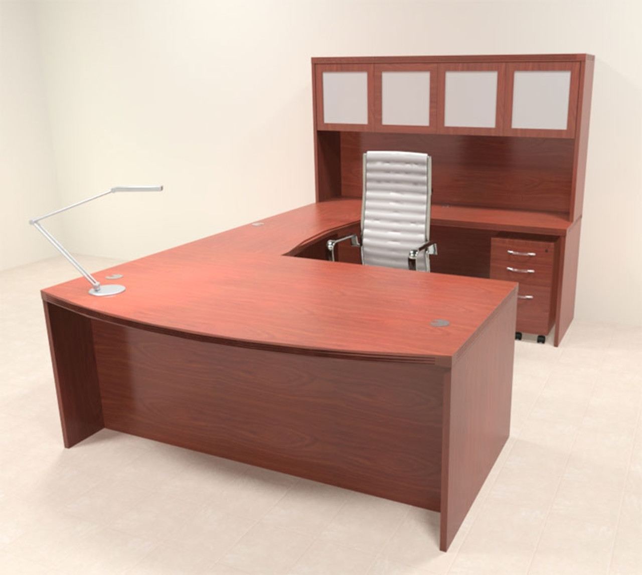 5pc Modern Contemporary U Shaped Executive Office Desk Set, #RO-ABD-U5