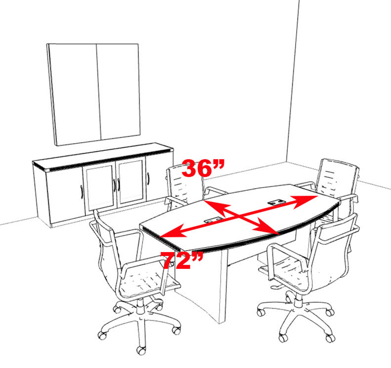 Modern Contemporary Boat Shaped 6' Feet Conference Table, #RO-ABD-C1