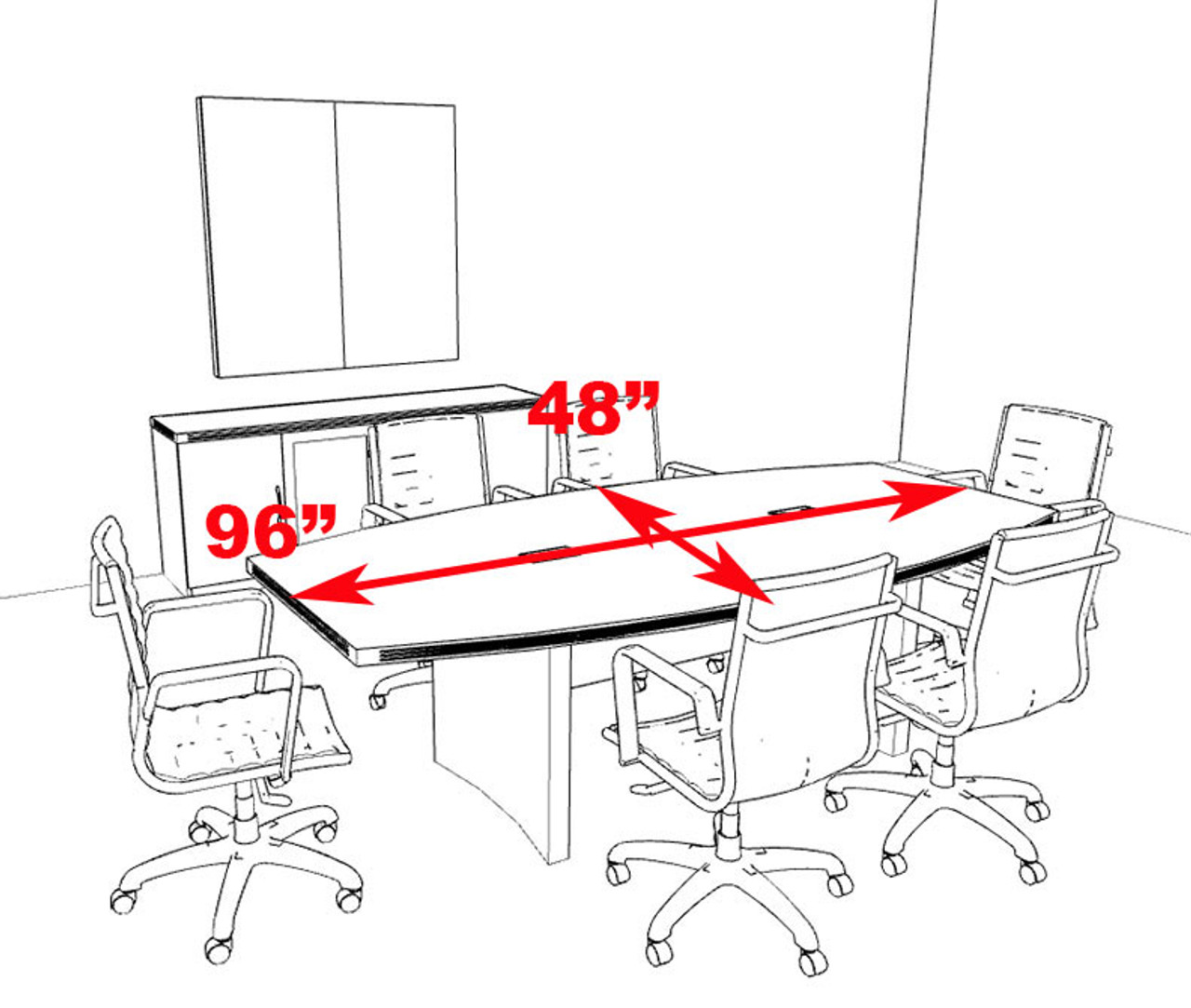 Modern Contemporary Boat Shaped 8' Feet Conference Table, #RO-ABD-C4