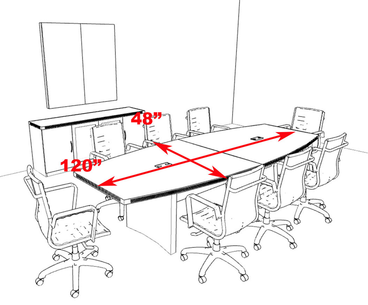 Modern Contemporary Boat Shaped 10' Feet Conference Table, #RO-ABD-C9