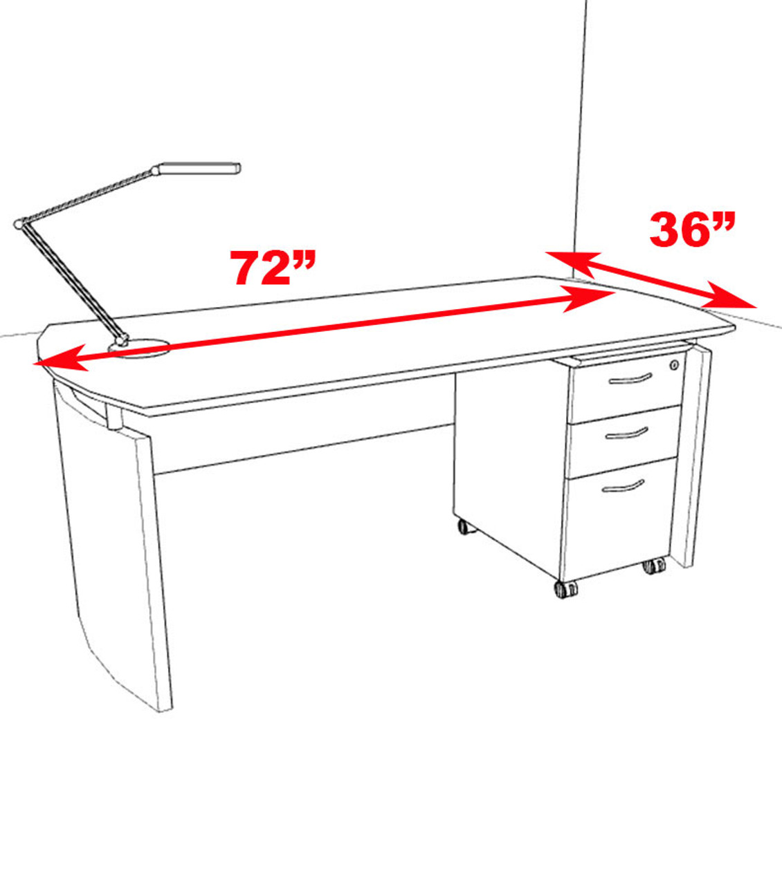 2pc Modern Contemporary Executive Office Desk Set, #RO-NAP-D1