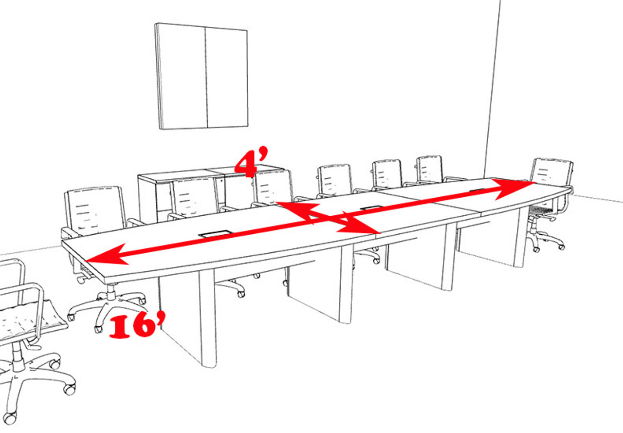 Modern Boat Shaped 16' Feet Conference Table, #OF-CON-CP18