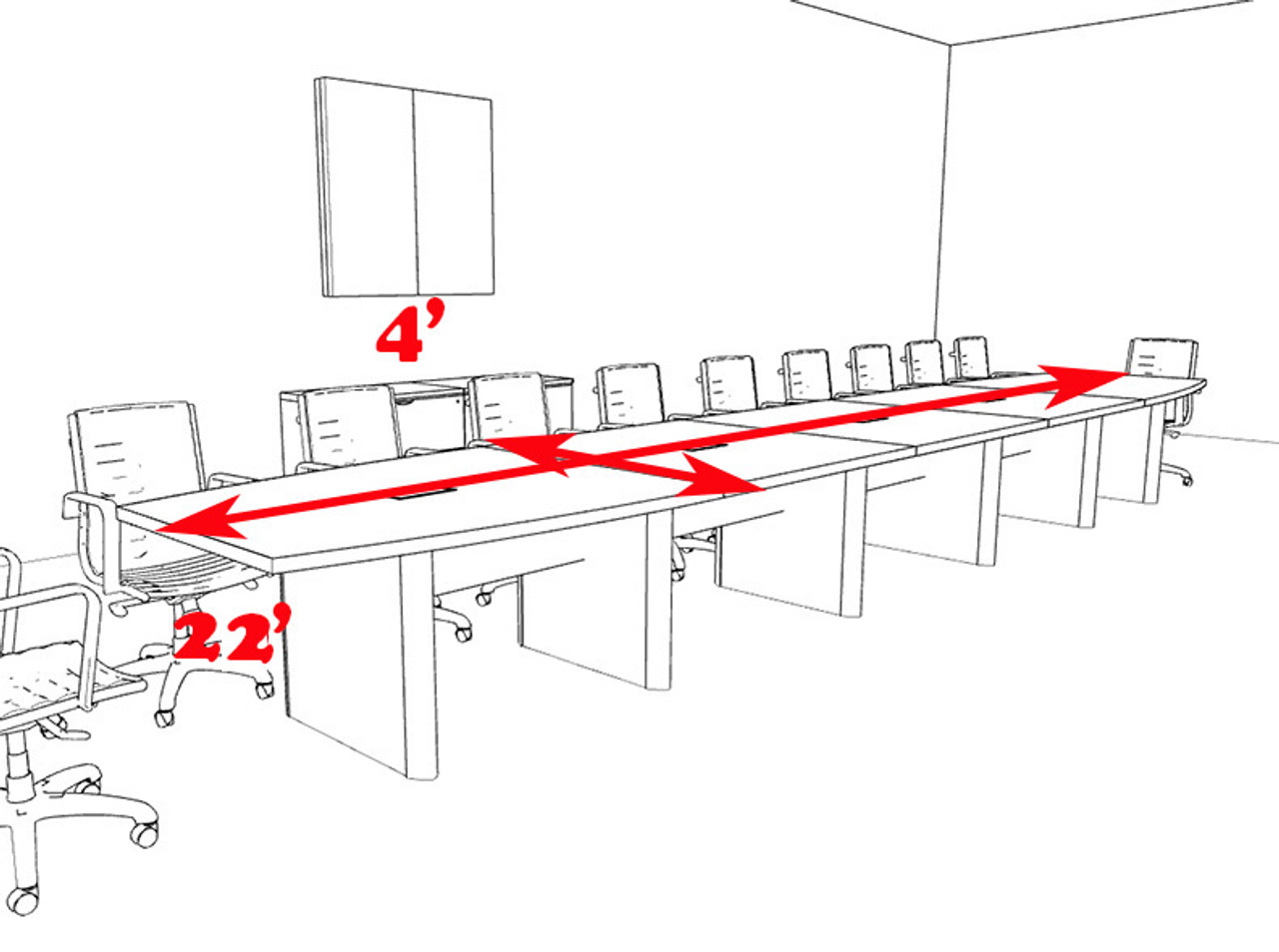 Modern Boat Shaped 22' Feet Conference Table, #OF-CON-CP31