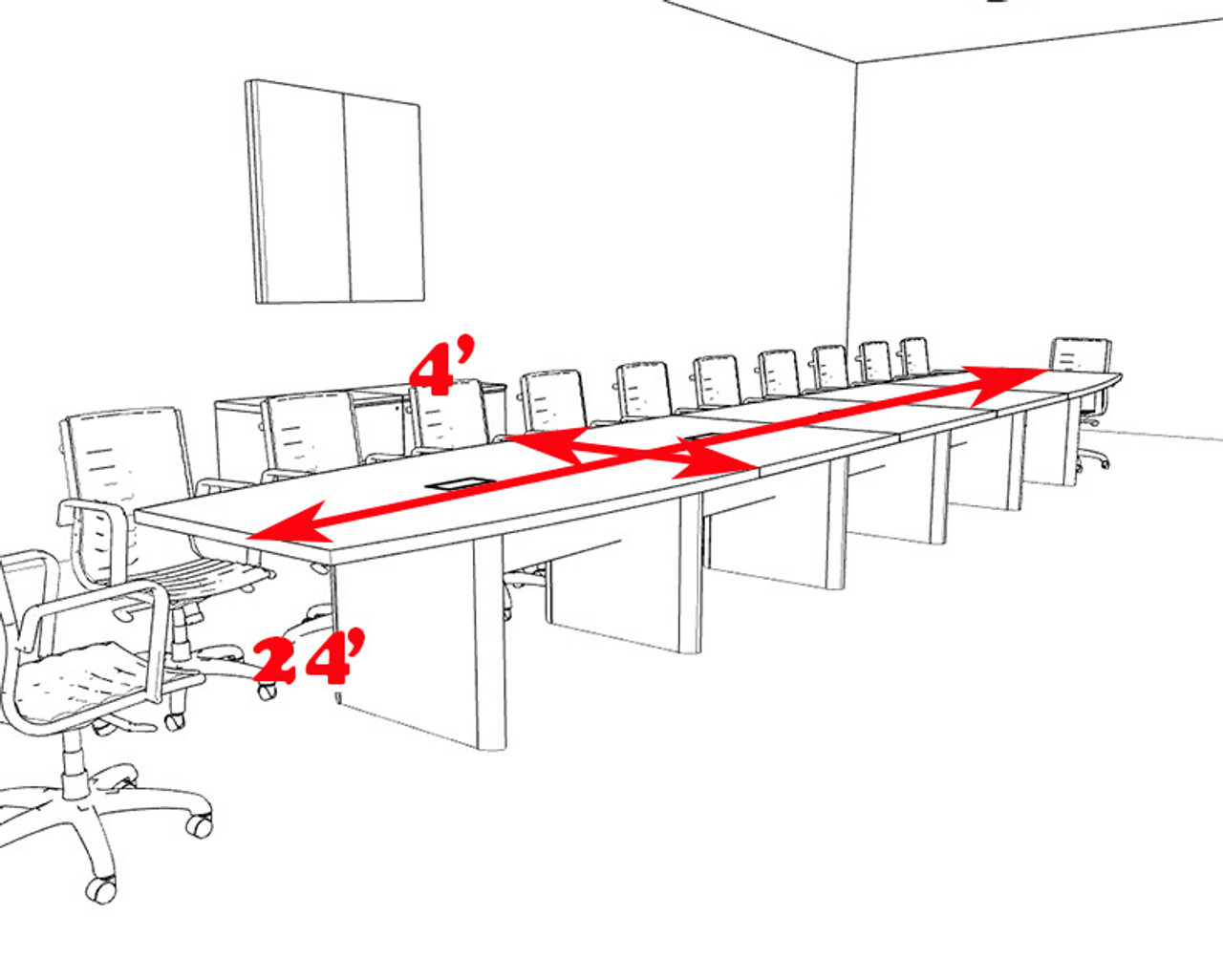 Modern Boat Shaped 24' Feet Conference Table, #OF-CON-CP37