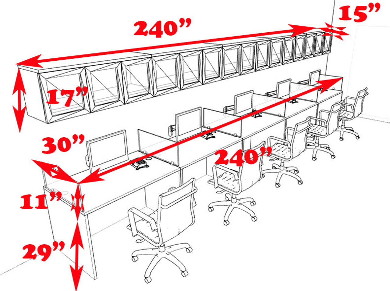 Five Person Modern Divider Office Workstation Desk Set, #CH-AMB-SP100