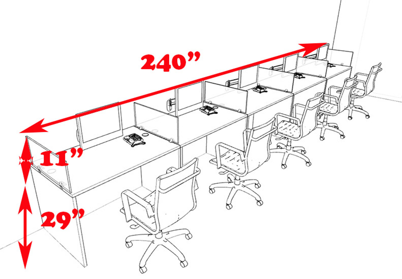Five Person Modern Divider Office Workstation Desk Set, #CH-AMB-SP76