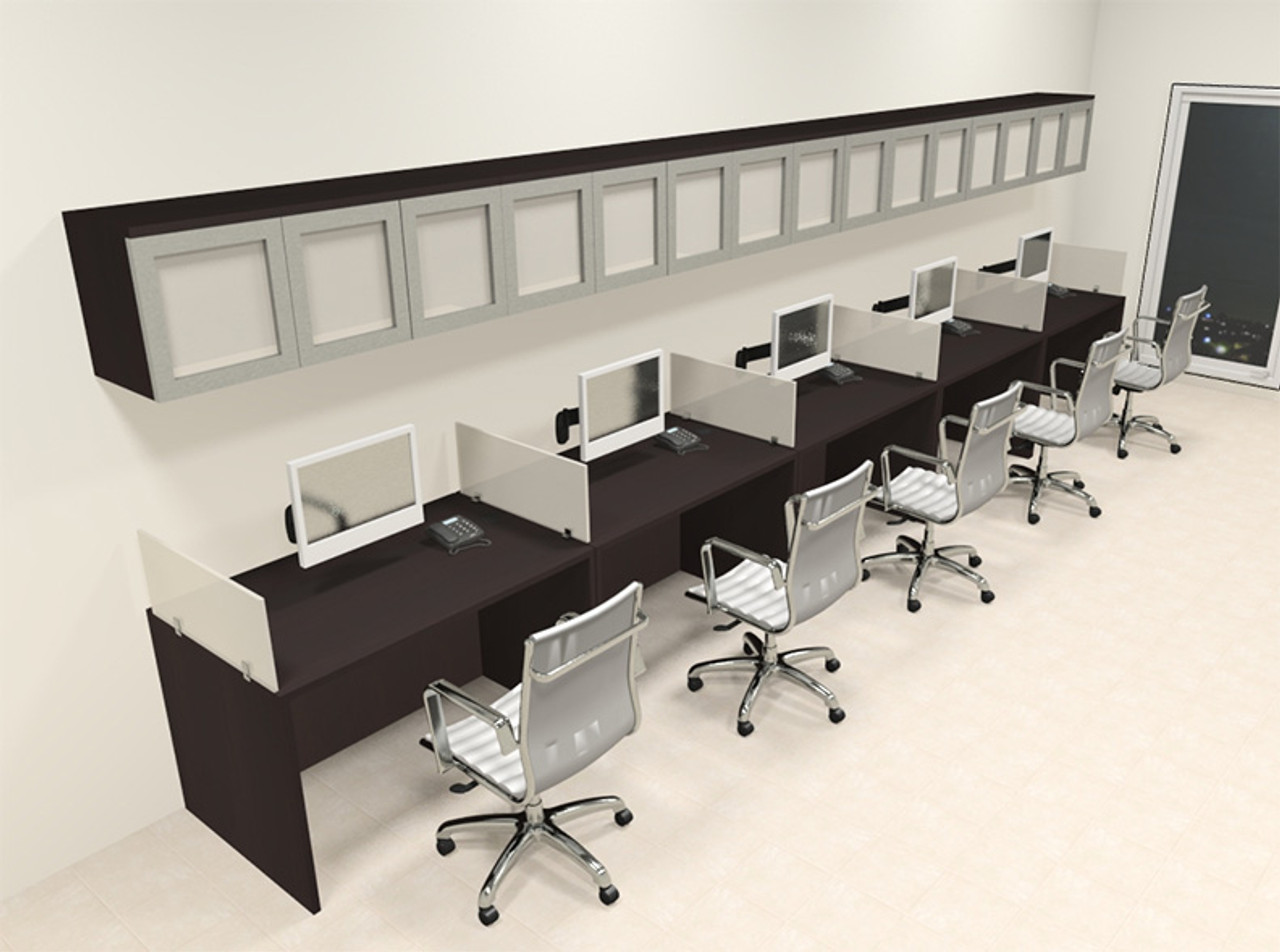 Five Person Modern Divider Office Workstation Desk Set, #CH-AMB-SP97