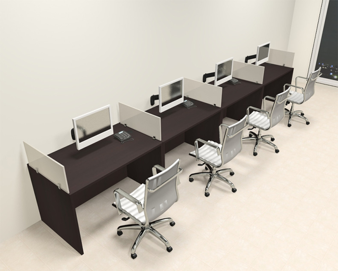 Four Person Modern Divider Office Workstation Desk Set, #CH-AMB-SP72