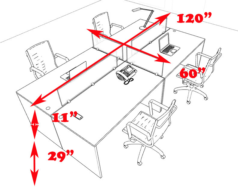 Four Persons Modern Office Divider Workstation Desk Set, #CH-AMB-FP31