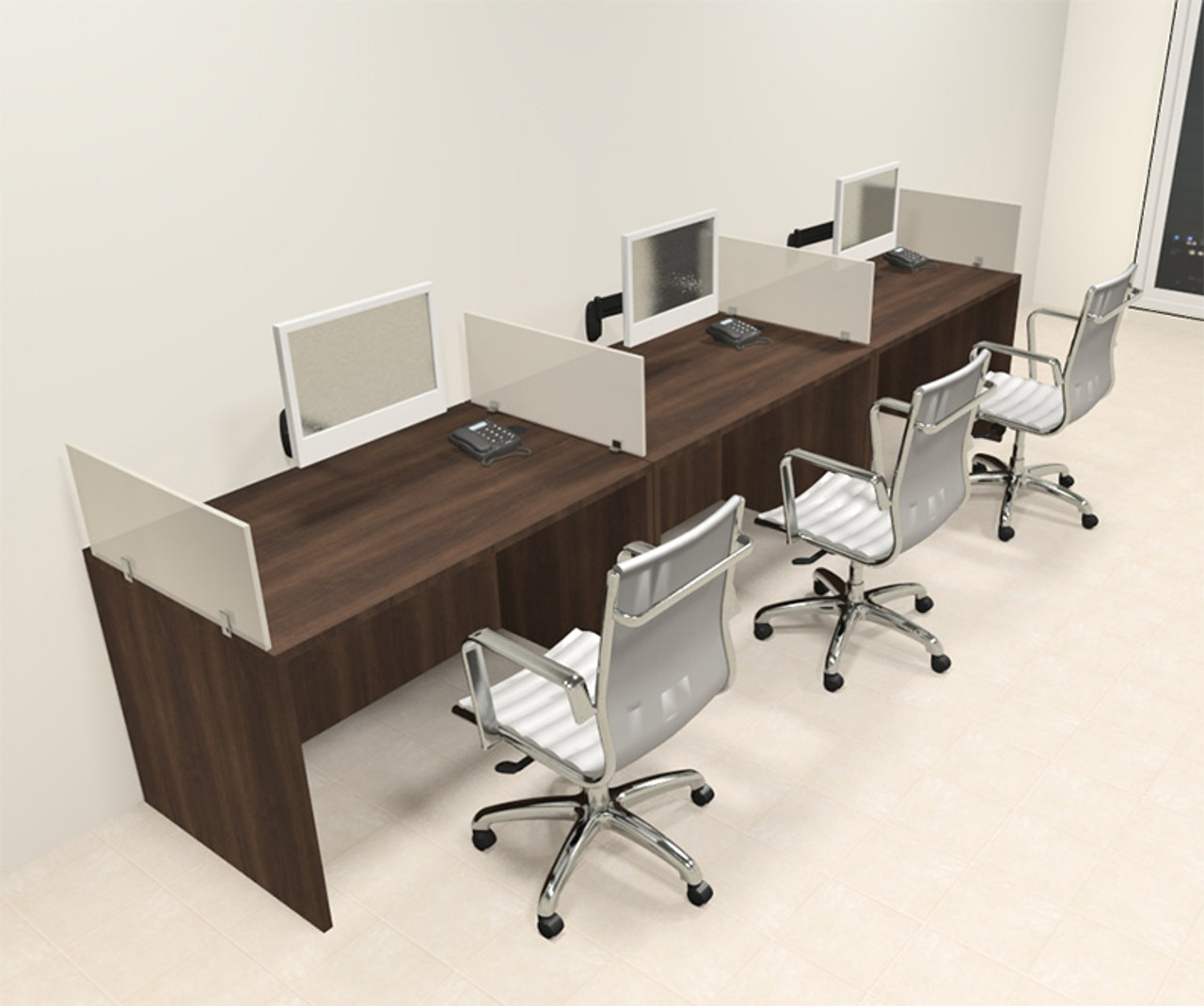 Three Person Modern Divider Office Workstation Desk Set, #CH-AMB-SP69