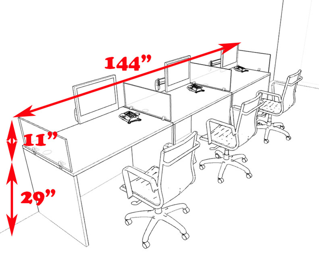 Three Person Modern Divider Office Workstation Desk Set, #CH-AMB-SP70
