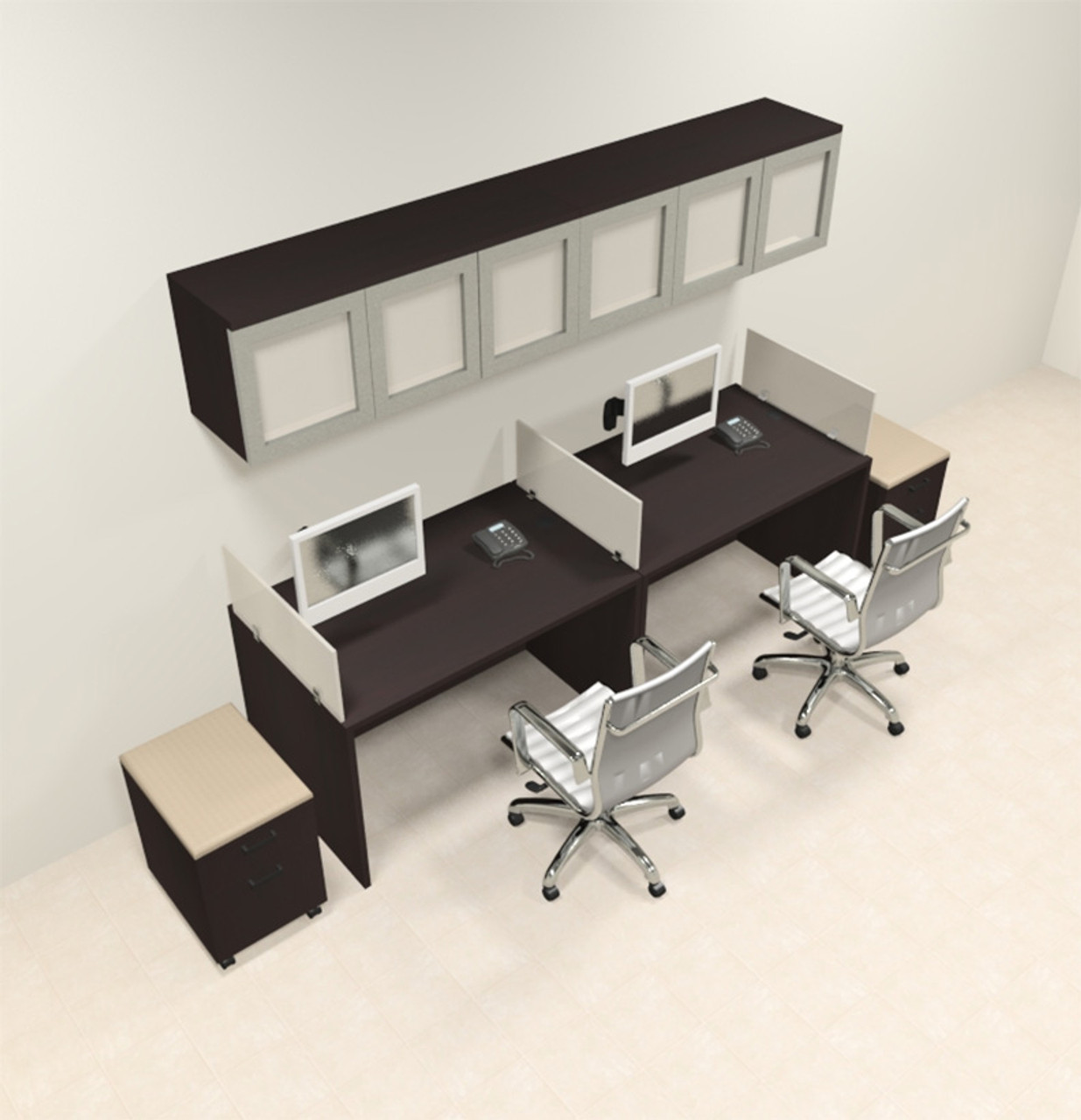 Two Person Modern Divider Office Workstation Desk Set, #CH-AMB-SP102