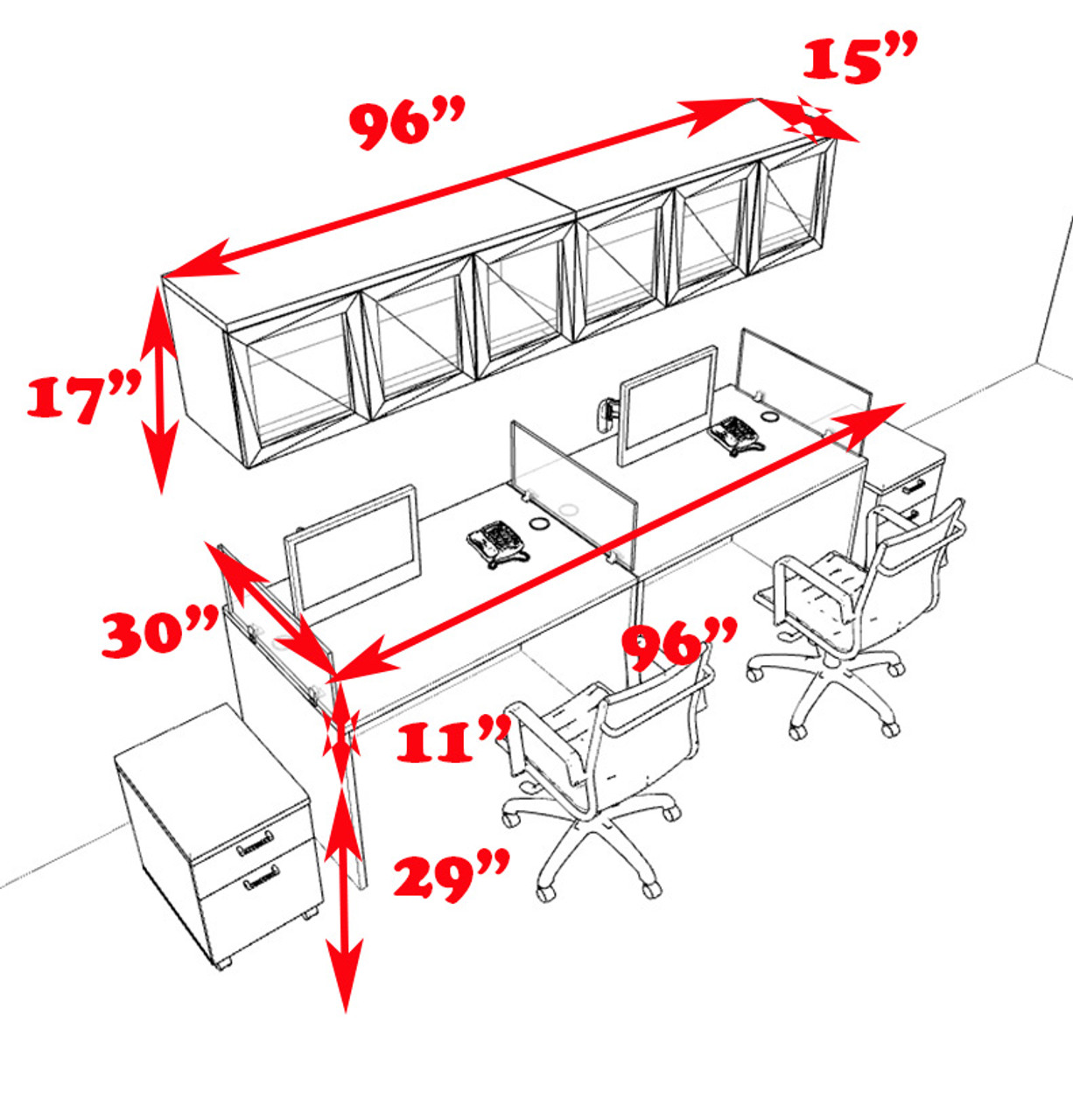 Two Person Modern Divider Office Workstation Desk Set, #CH-AMB-SP104