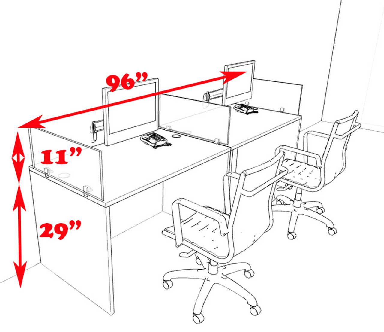 Two Person Modern Divider Office Workstation Desk Set, #CH-AMB-SP61