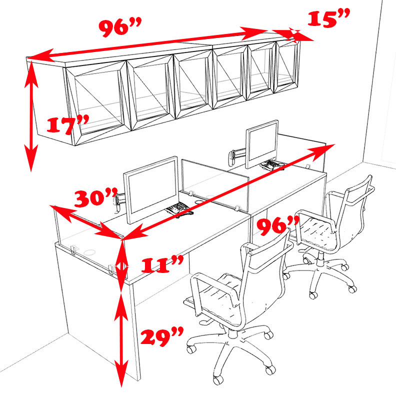 Two Person Modern Divider Office Workstation Desk Set, #CH-AMB-SP84