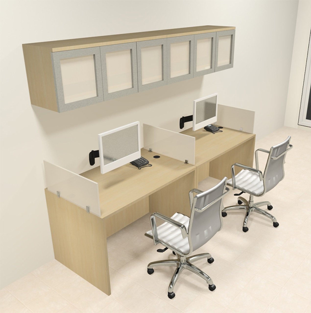 Two Person Modern Divider Office Workstation Desk Set, #CH-AMB-SP85