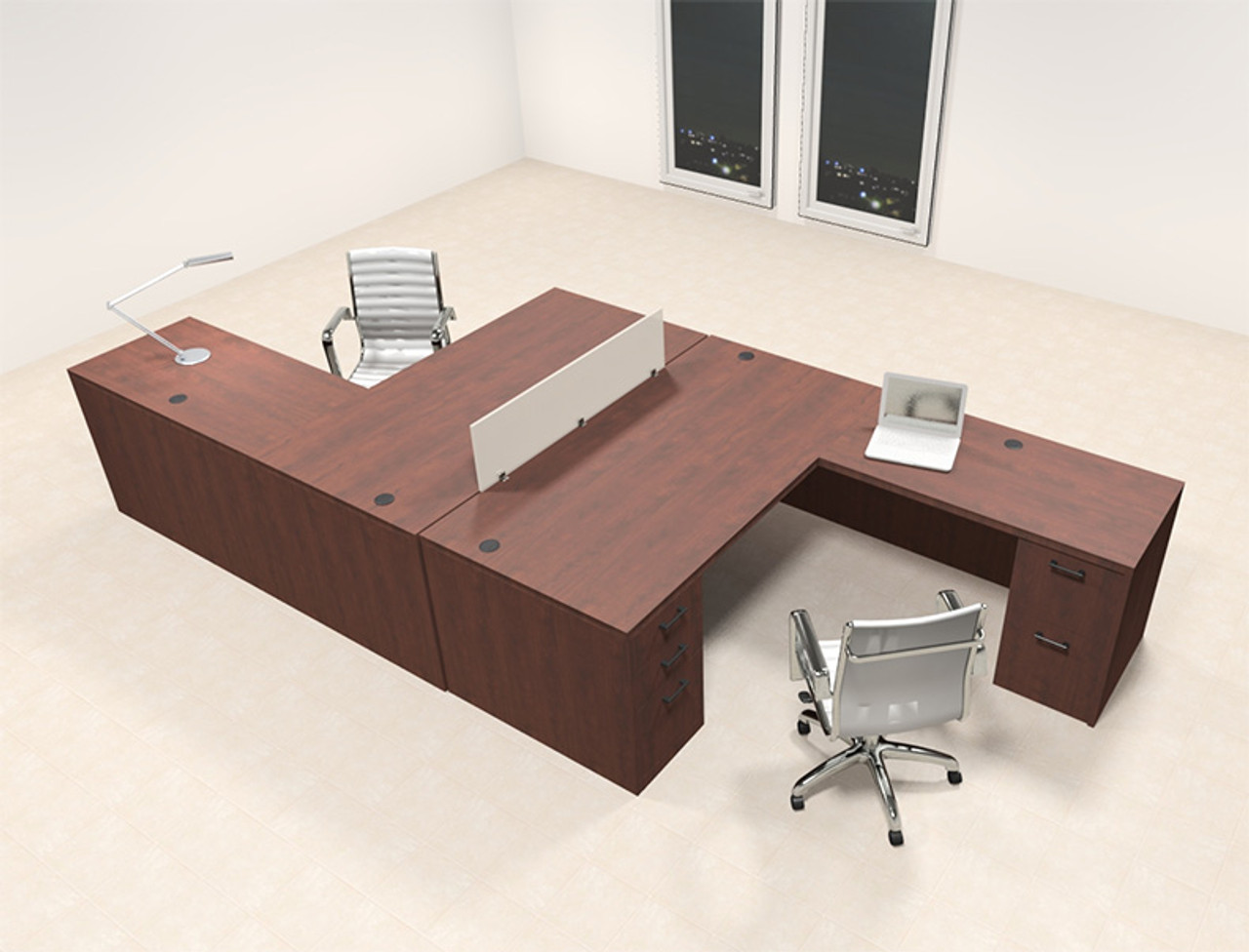 Two Persons L Shaped Office Divider Workstation Desk Set, #CH-AMB-FP1