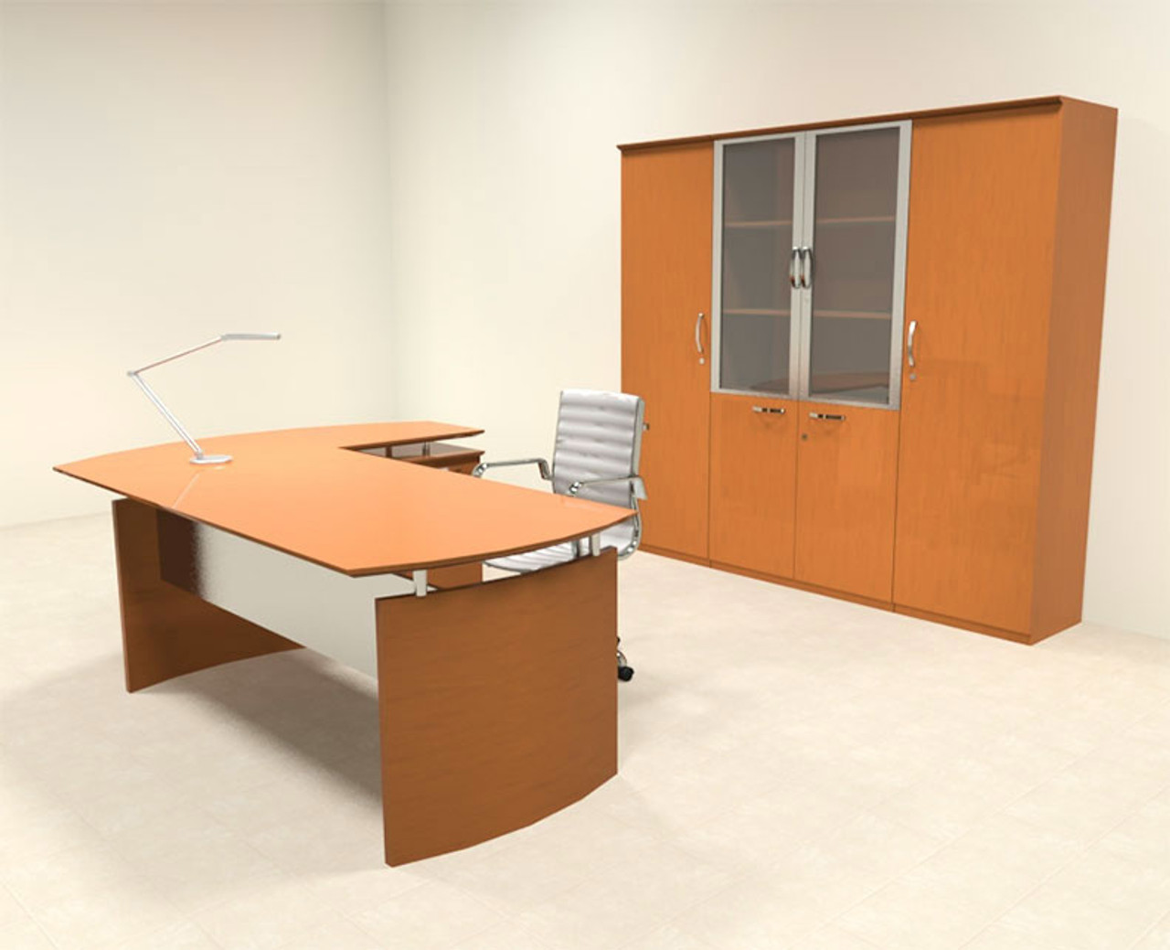 5pc Modern Contemporary L Shape Executive Office Desk Set, #RO-NAP-L16