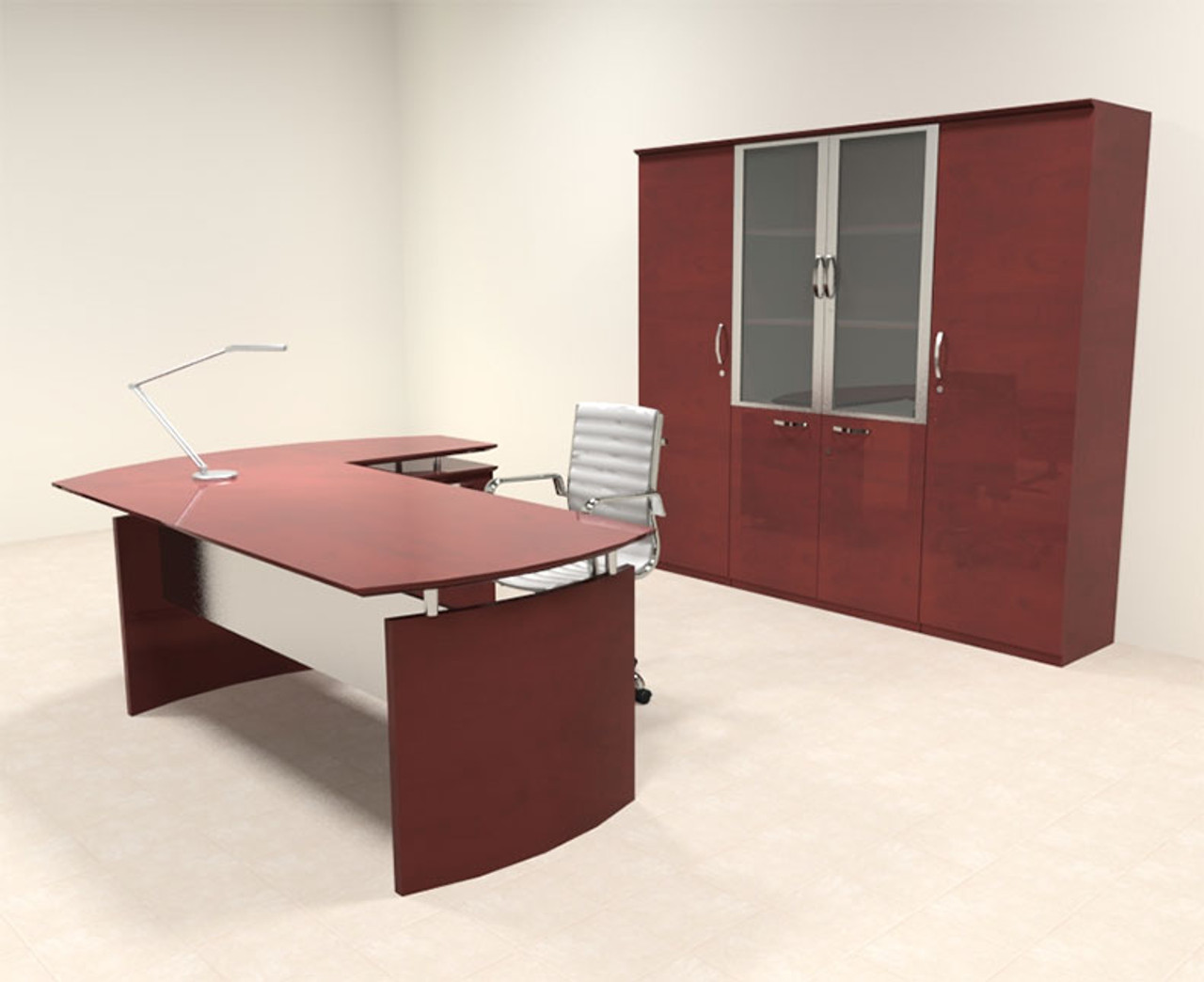 5pc Modern Contemporary L Shape Executive Office Desk Set, #RO-NAP-L17