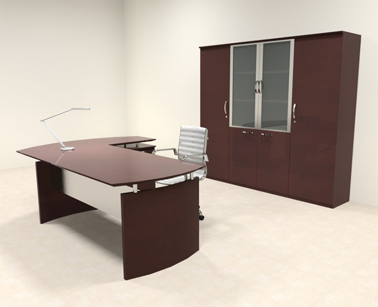 5pc Modern Contemporary L Shape Executive Office Desk Set, #RO-NAP-L18
