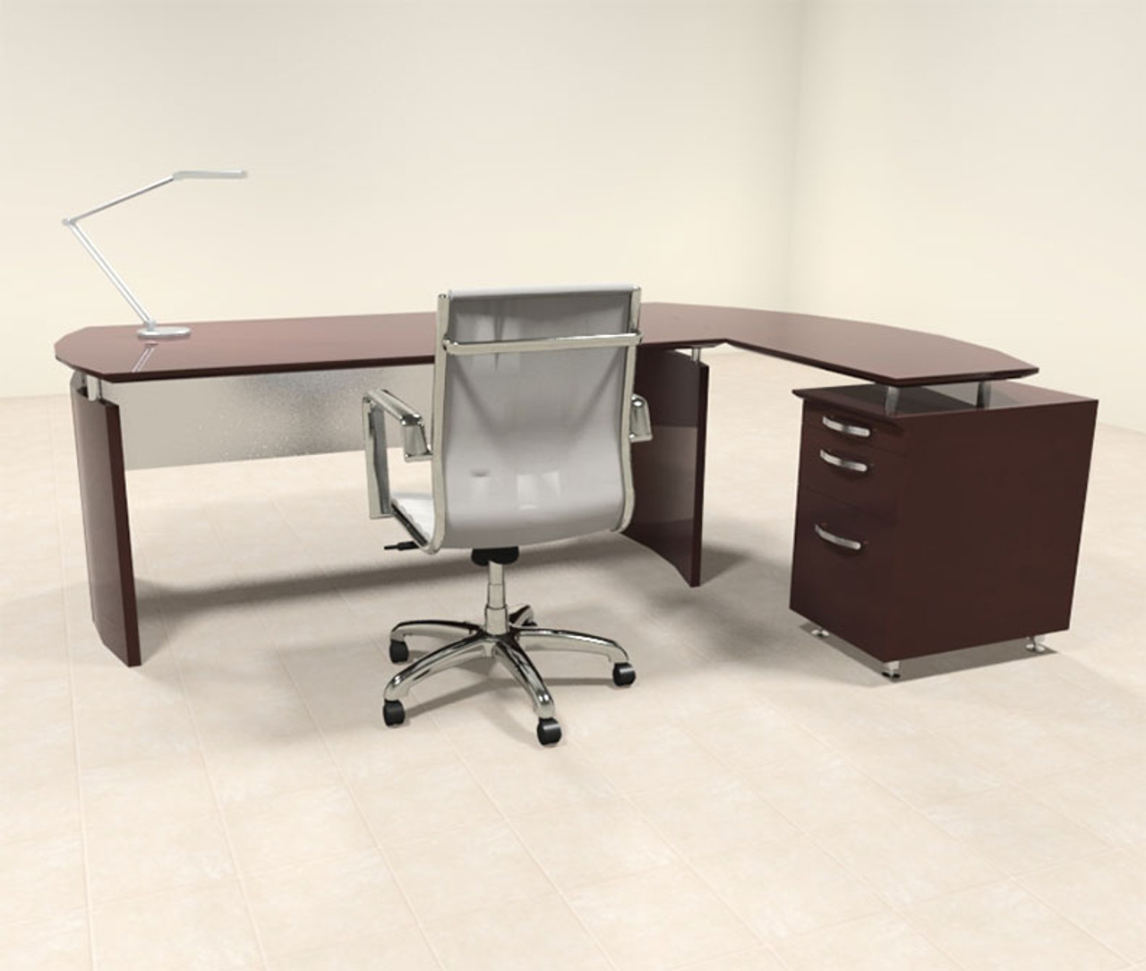 2pc Modern Contemporary L Shape Executive Office Desk Set, #RO-NAP-L3