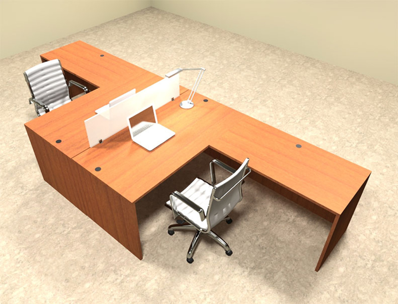 Two Person L Shaped Divider Office Workstation Desk Set, #OT-SUL-FP25