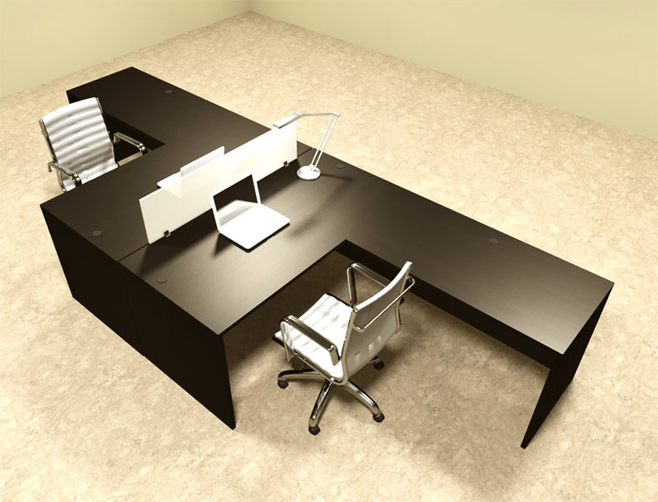 Two Person L Shaped Modern Divider Office Workstation Desk Set, #OT-SUL-FP28