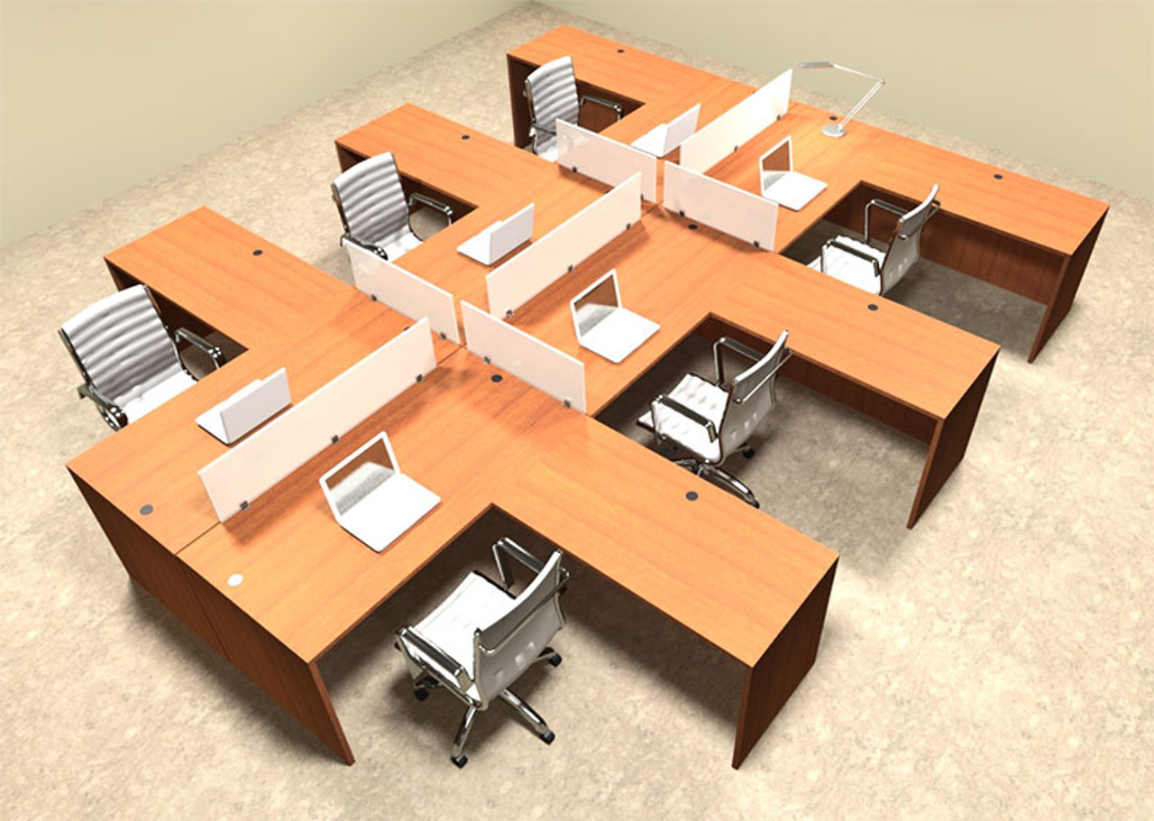 Six Person L Shaped Divider Office Workstation Desk Set, #OT-SUL-FP33