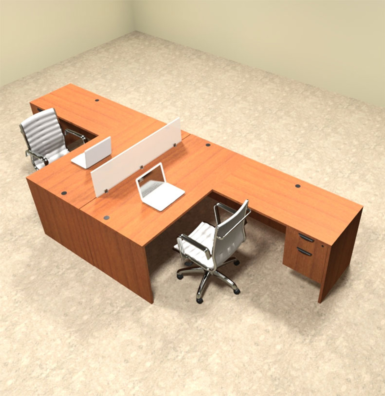 Two Person L Shaped Divider Office Workstation Desk Set, #OT-SUL-FP37