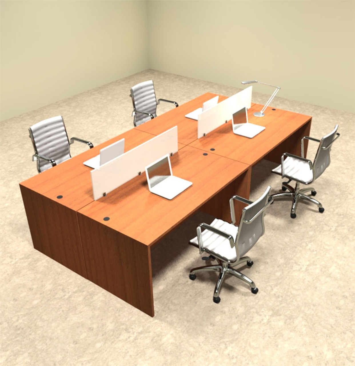 Four Person Modern Divider Office Workstation Desk Set, #OT-SUL-FP5