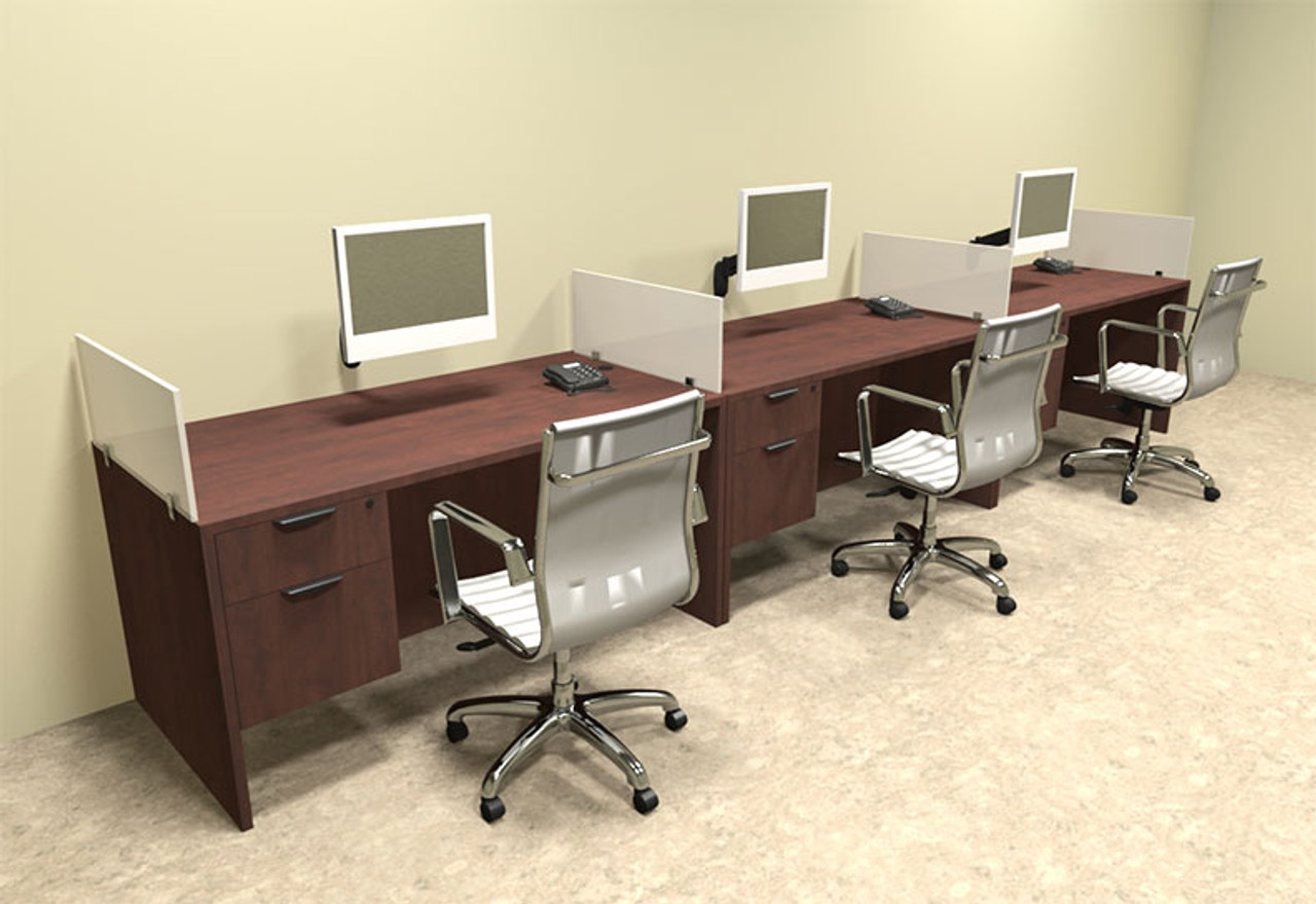 Three Person Divider Modern Office Workstation Desk Set, #OT-SUL-SP26