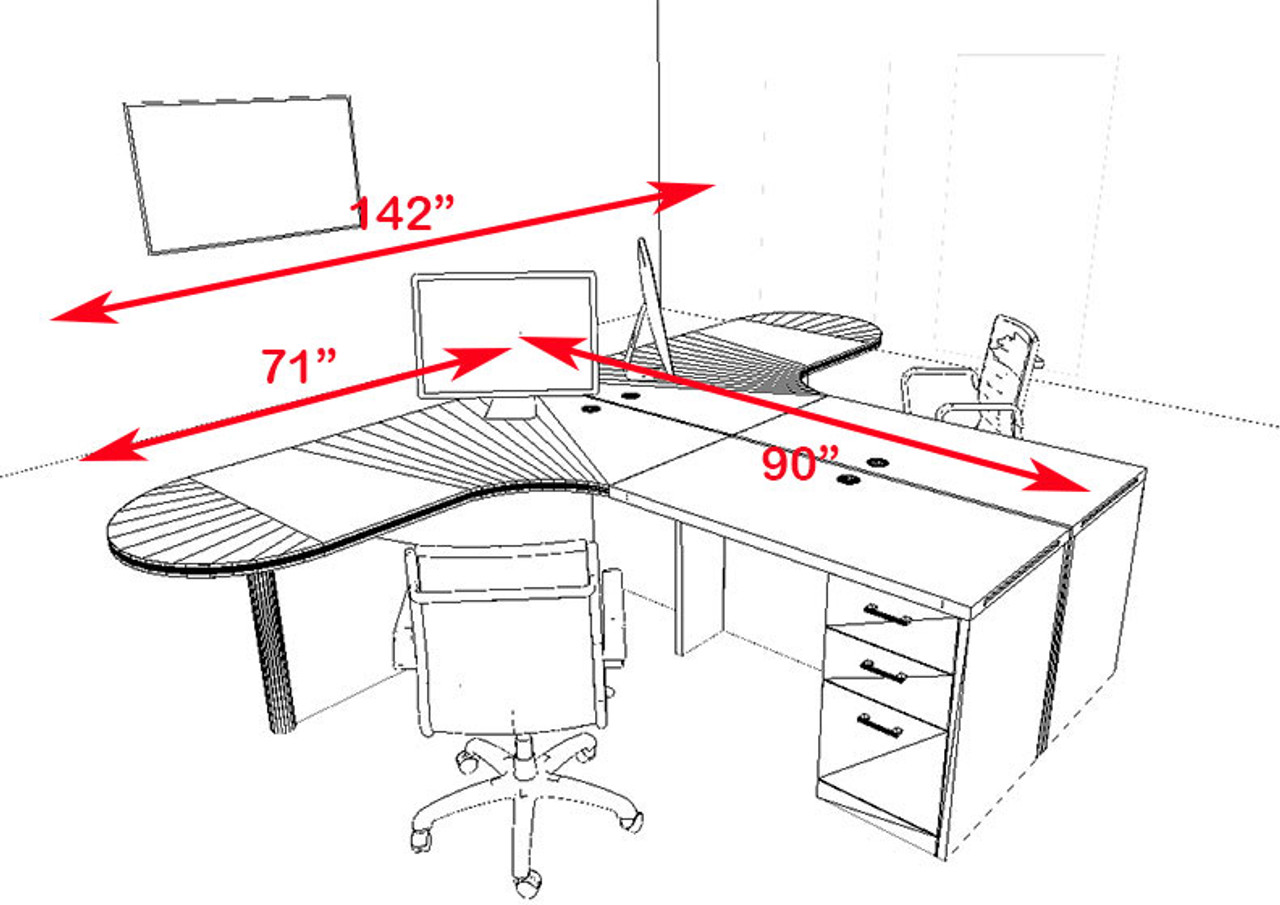 Two Persons Modern Executive Office Workstation Desk Set, #CH-AMB-S33