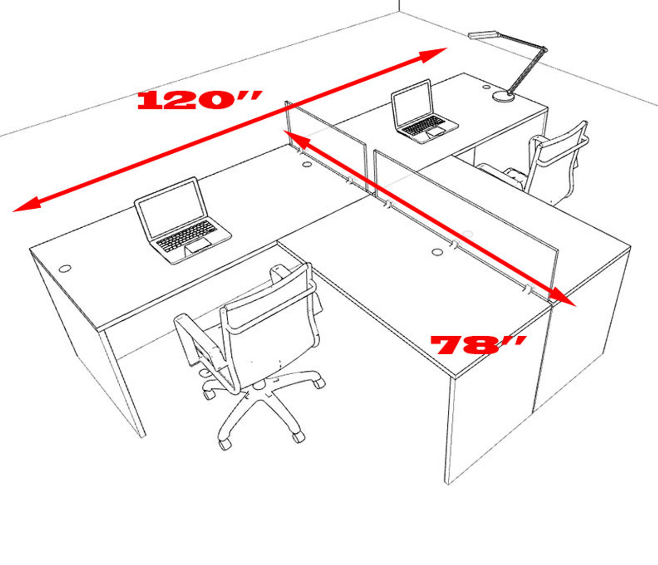 Two Person L Shaped Divider Office Workstation Desk Set, #OT-SUL-SP41