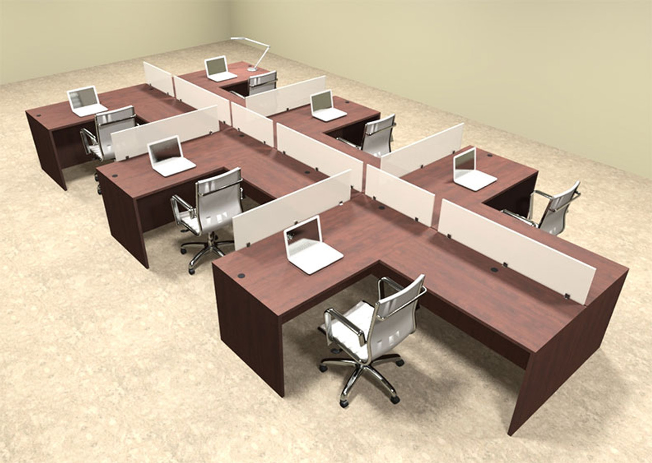 Six Person L Shaped Divider Office Workstation Desk Set, #OT-SUL-SP50