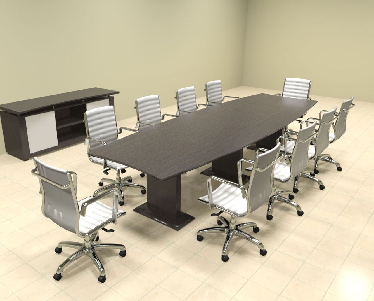Modern Contemporary Boat Shaped 12' Feet Conference Table, #MT-STE-C12