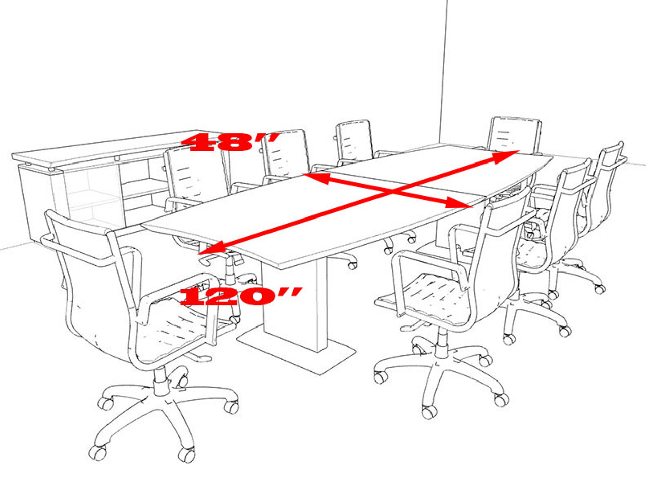 Modern Contemporary Boat Shaped 10' Feet Conference Table, #MT-STE-C7