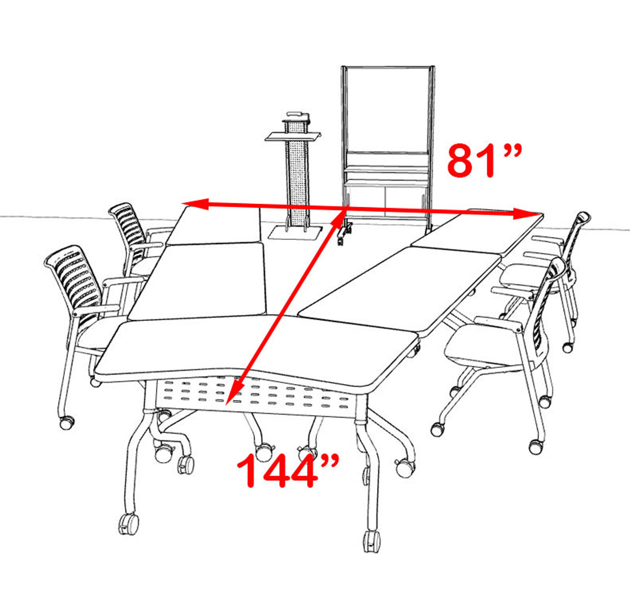 5pcs V Shape Training / Conference Table Set, #MT-SYN-LT20