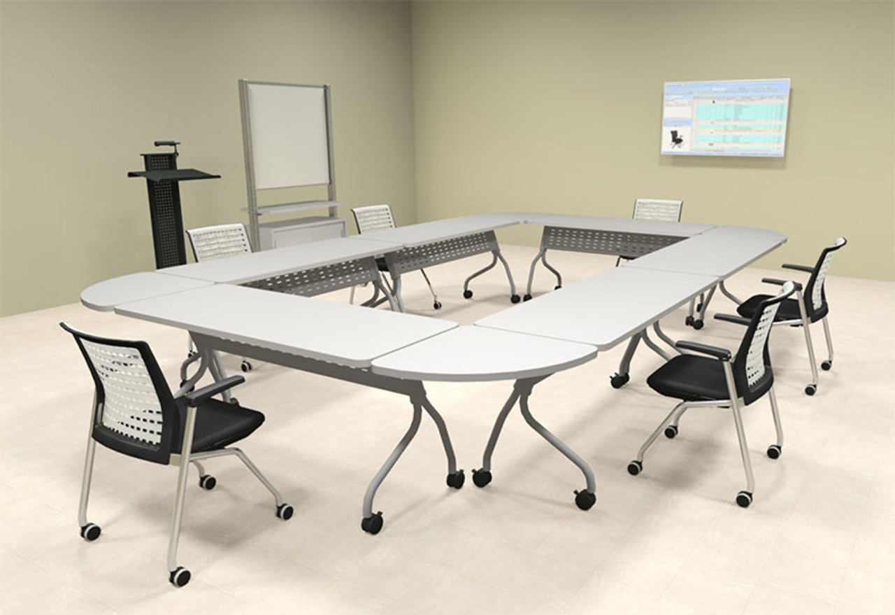 6pcs Rectangle Shape Training / Conference Table Set, #MT-SYN-LT31