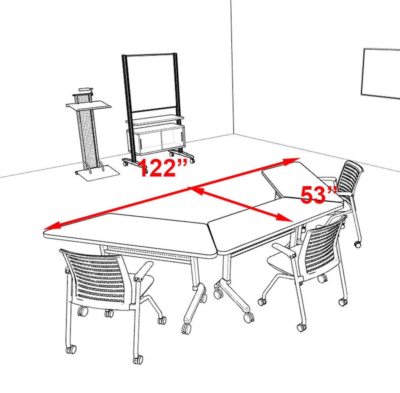 3pcs U Shape Training / Conference Table Set, #MT-SYN-LT54