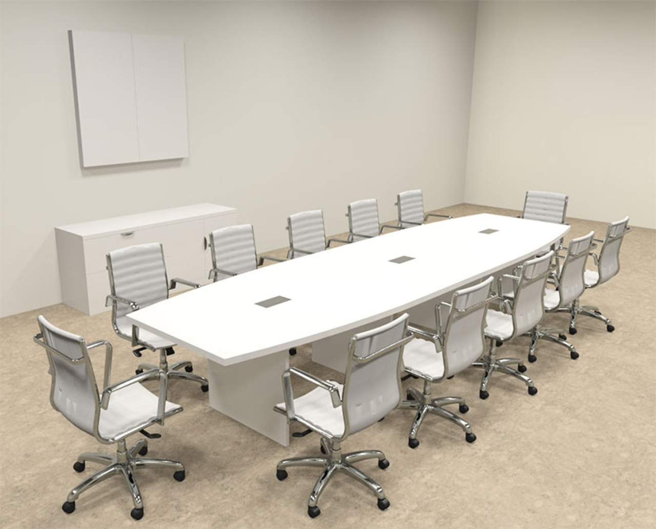 Modern Boat Shaped 14' Feet Conference Table, #OF-CON-C124