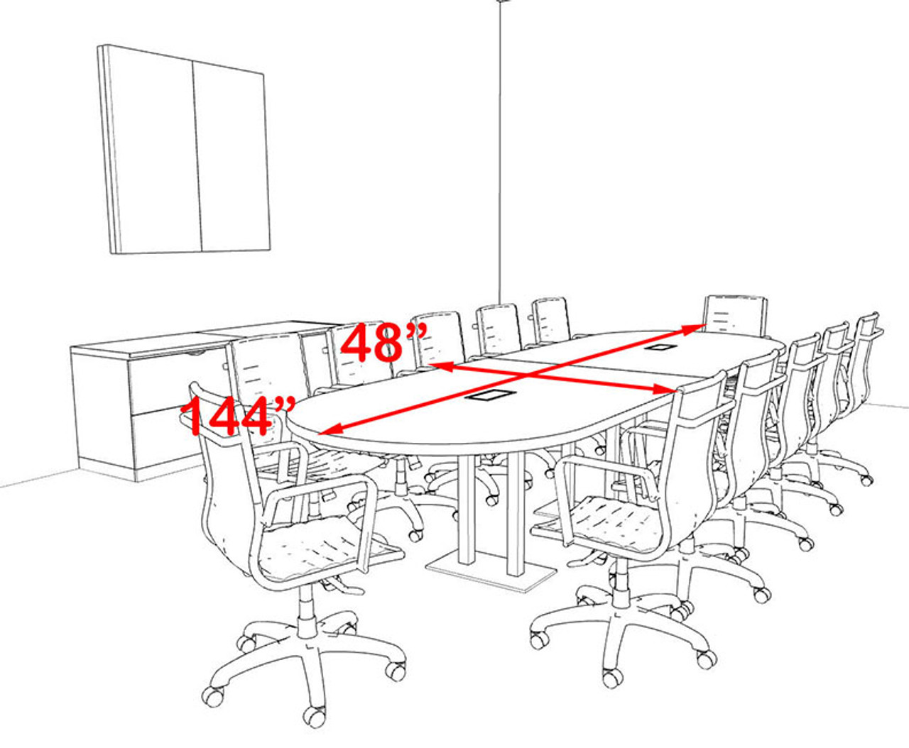 Modern Racetrack Steel Leg 12' Feet Conference Table, #OF-CON-CM14