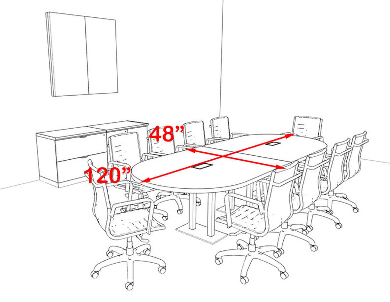 Modern Racetrack Steel Leg 10' Feet Conference Table, #OF-CON-CM2