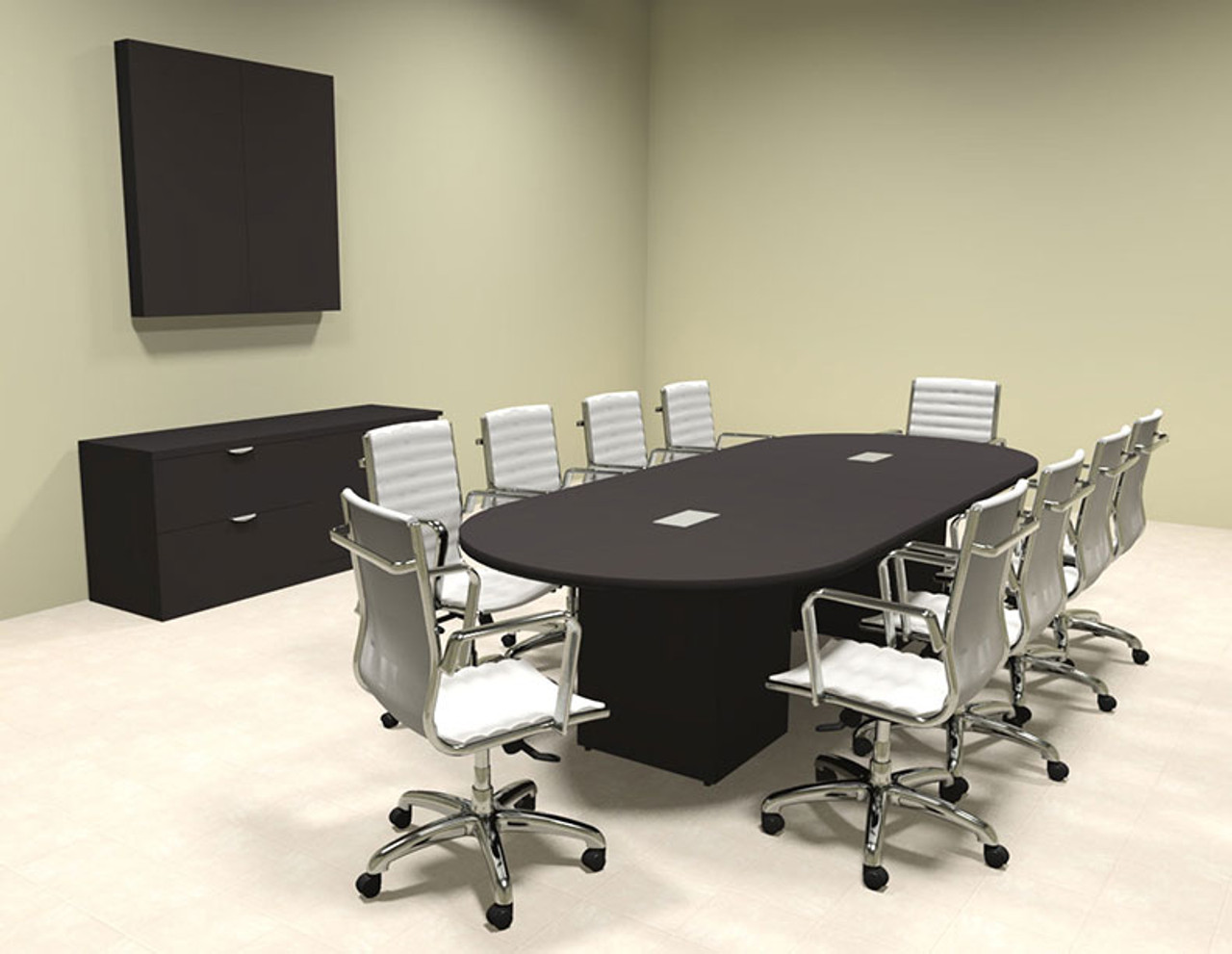 Modern Racetrack Cube Leg 10' Feet Conference Table, #OF-CON-CQ3